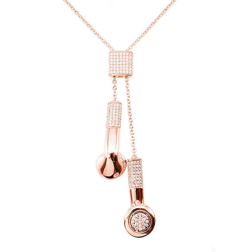 Sterling Silver Rose Gold Earbud Necklace